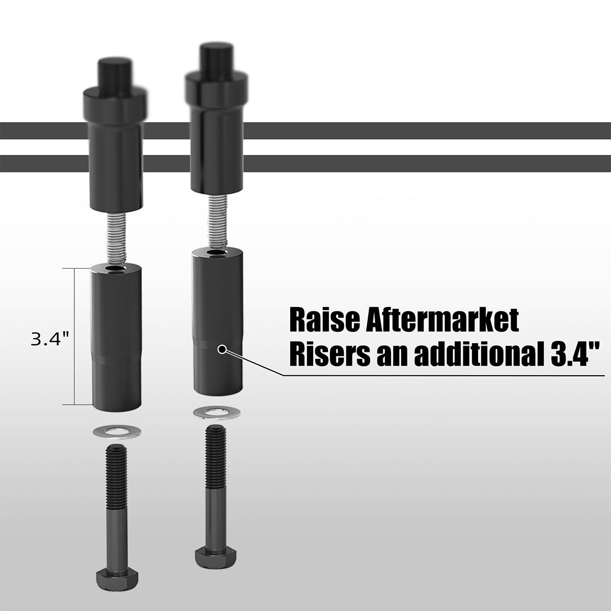 3" x 1-1/4" Handlebar Riser Extensions Legs For Harley Davidson