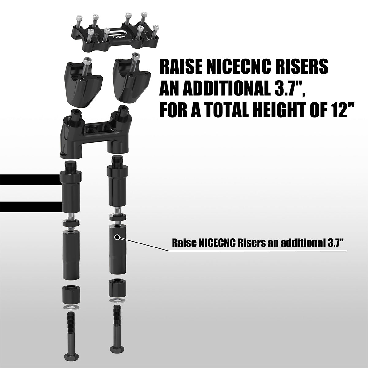 Modular Kickback Isolated Risers For Harley Tri Electra Street Glide 1" Handlebar