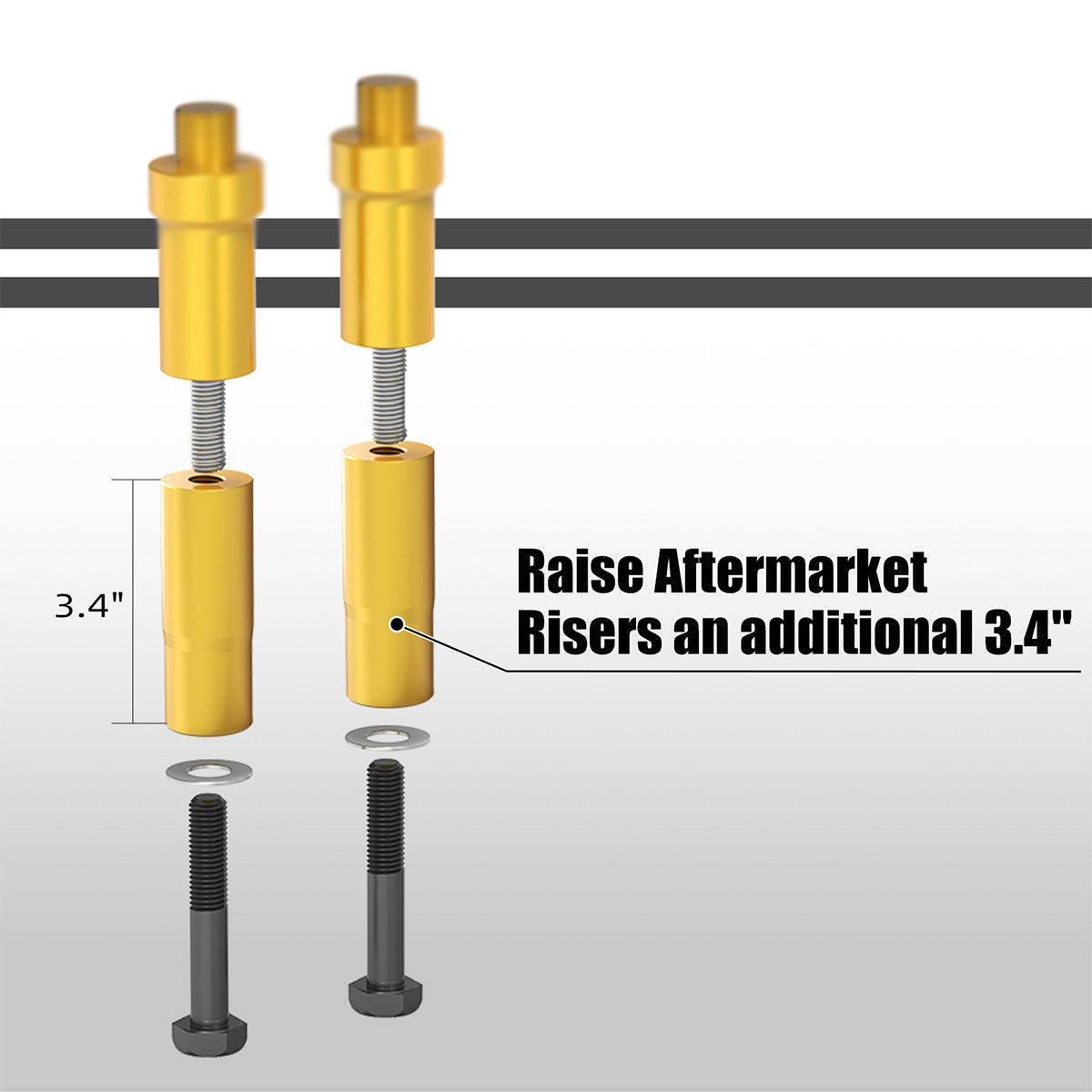 3" x 1-1/4" Handlebar Riser Extensions Legs For Harley Davidson