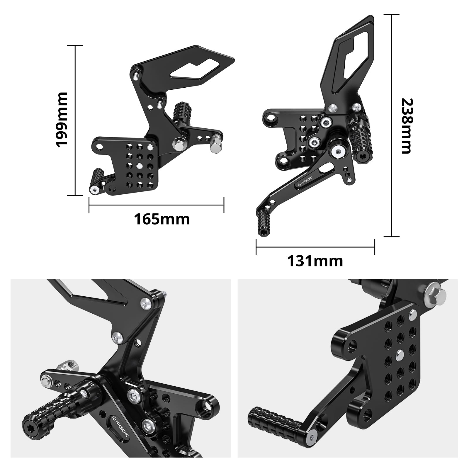 Left + Right Rearset Kit For Suzuki GSXR600 GSXR750 GSXR1000 SV650S