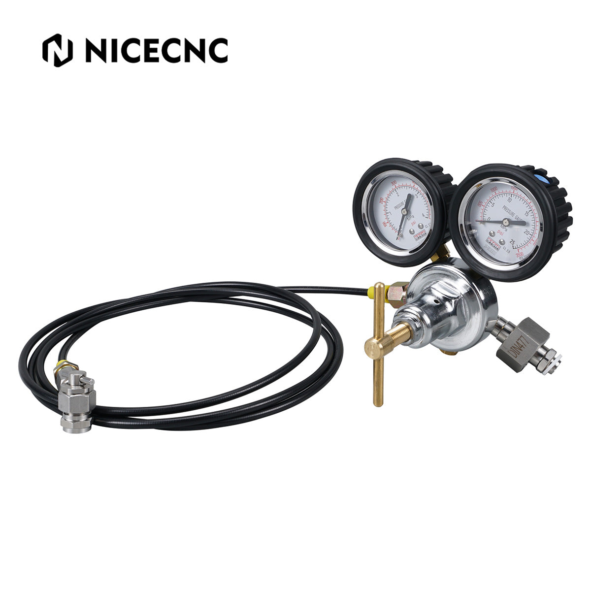 Universal Nitrogen Regulator Shock Fill Kit 8' Hose w/ No Loss Chuck G5/8-14 F,CGA580