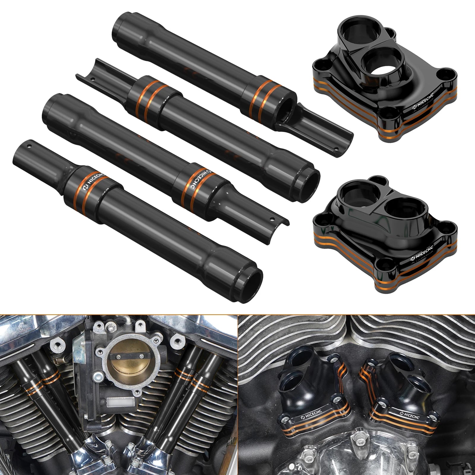 4PCS Pushrod Tube Covers For Harley Road King Street Glide Ultra Limited Fat Boy