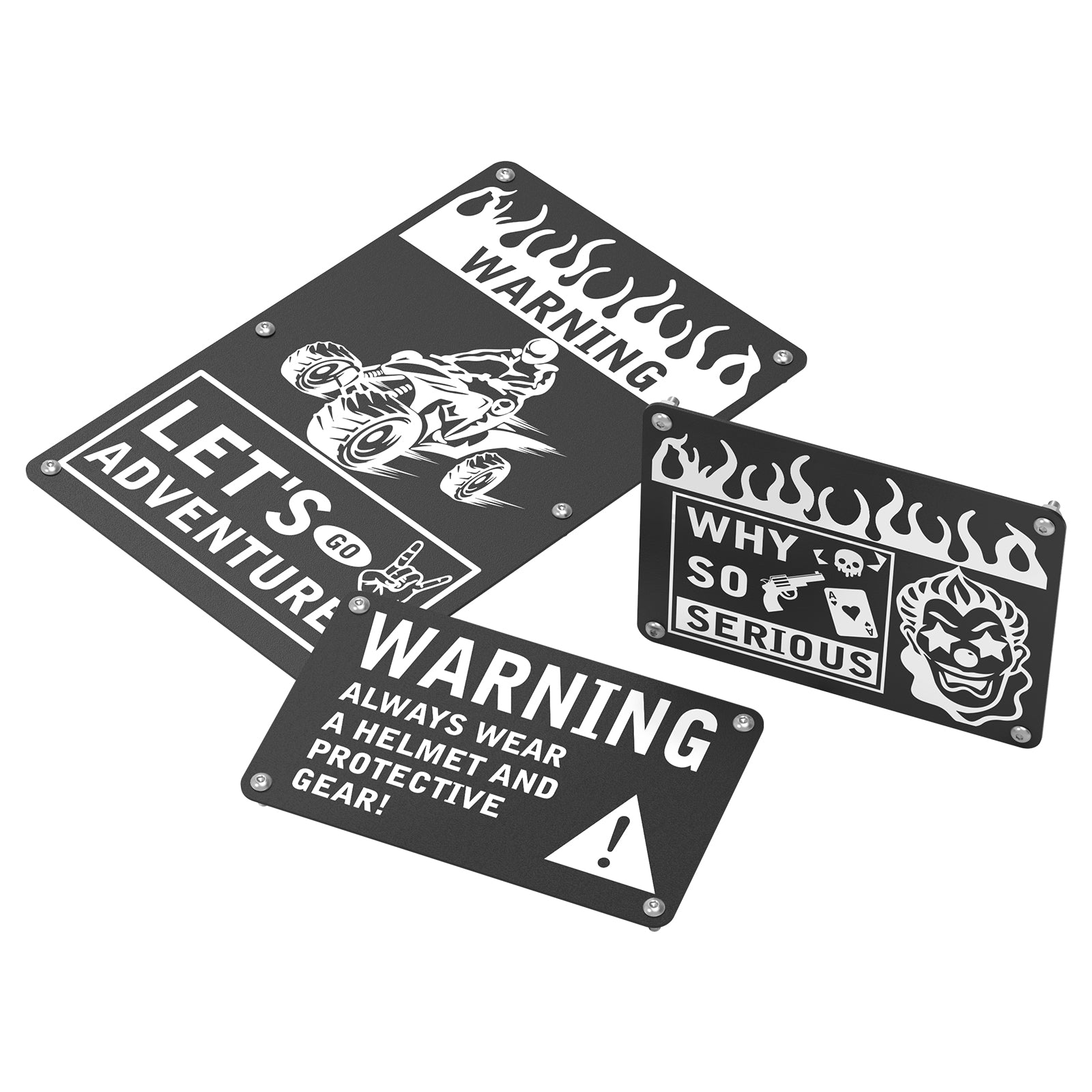 ATV Fender Warning Tags Plates Stickers Laser Carving Set For Honda TRX450R TRX450ER