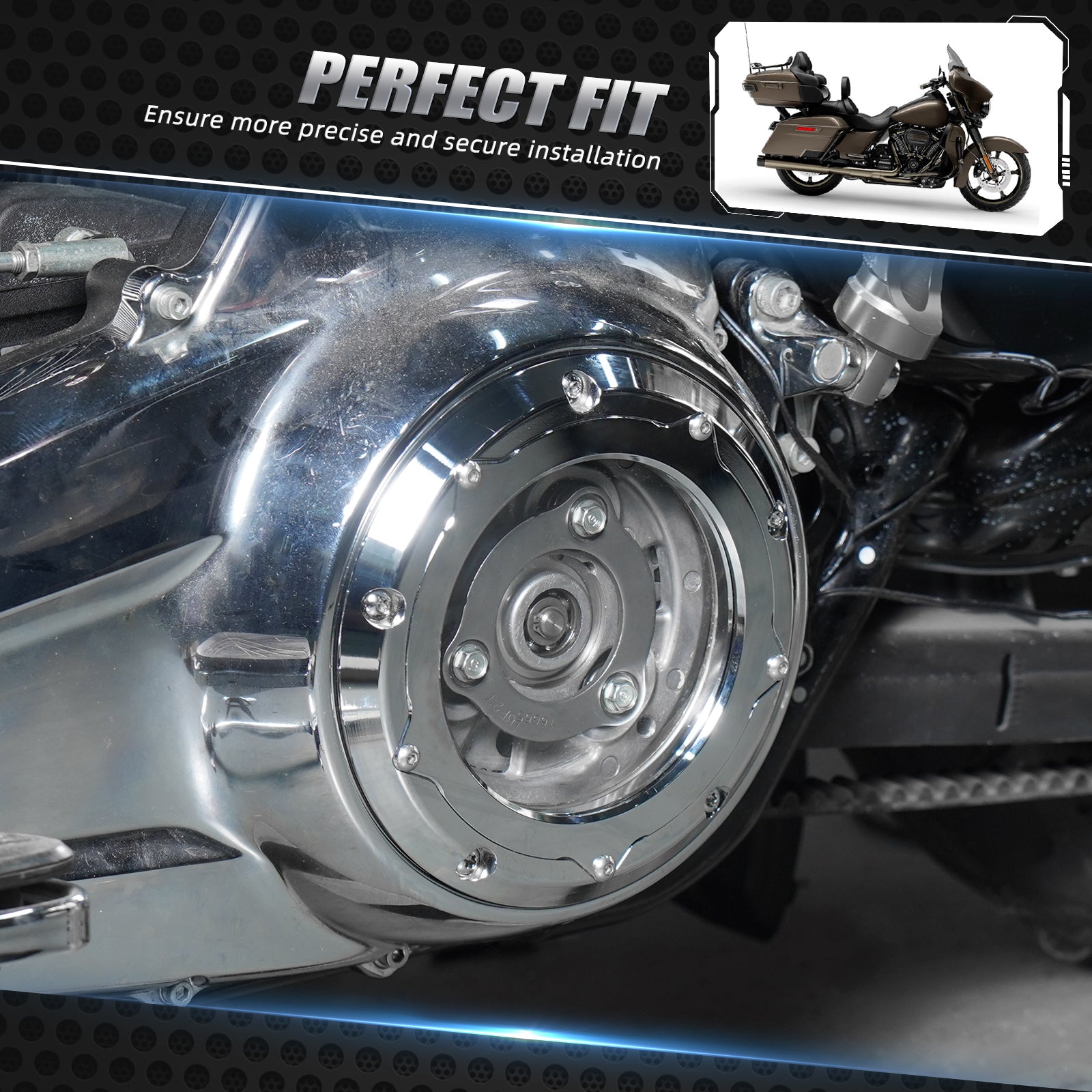 Transparent Primary Derby Clutch Cover For Harley Street Glide Road King Ultra Limited