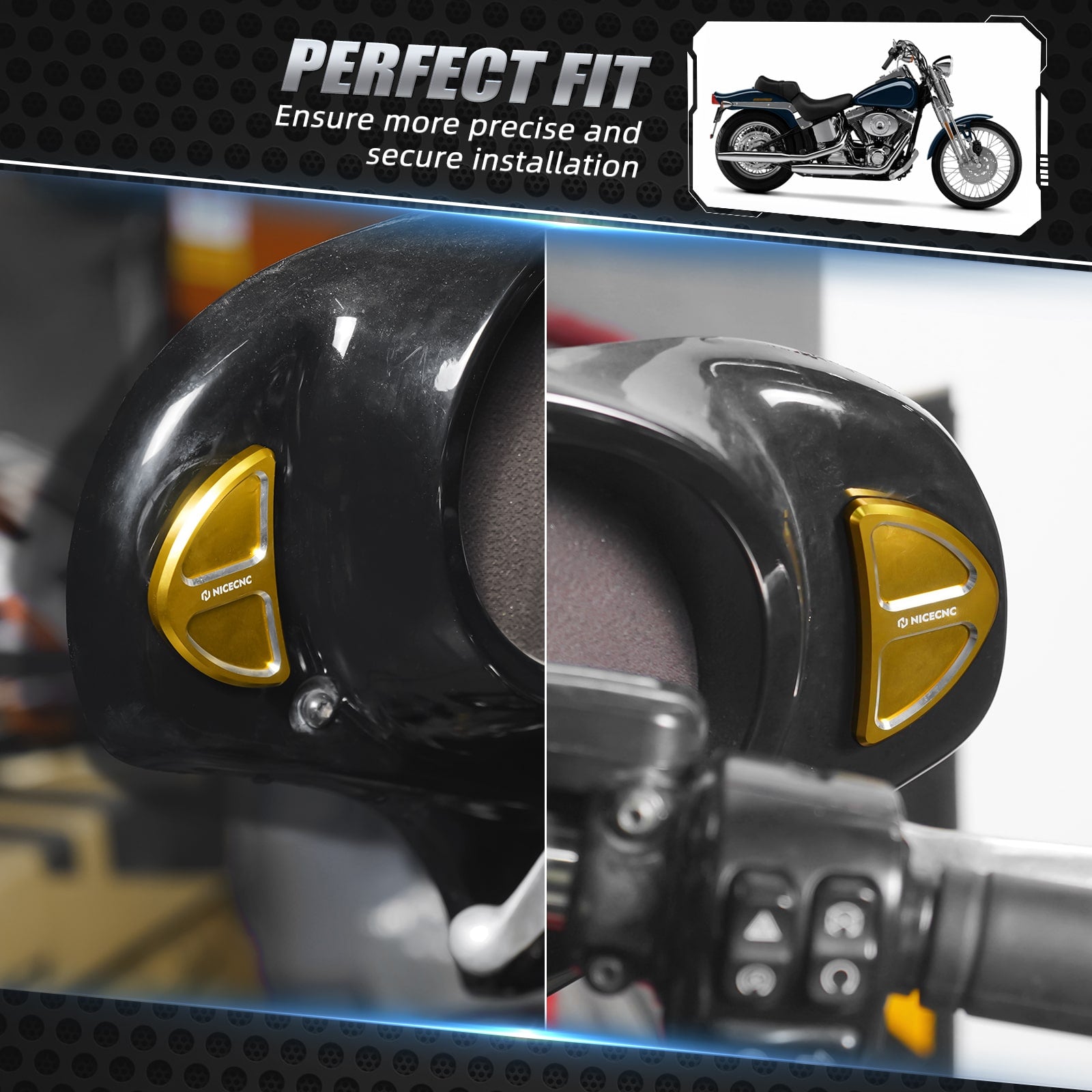 Batwing Fairing Rearview Mirror Hole Inserts Plugs Covers For Harley Street Glide FLHX FLHXS