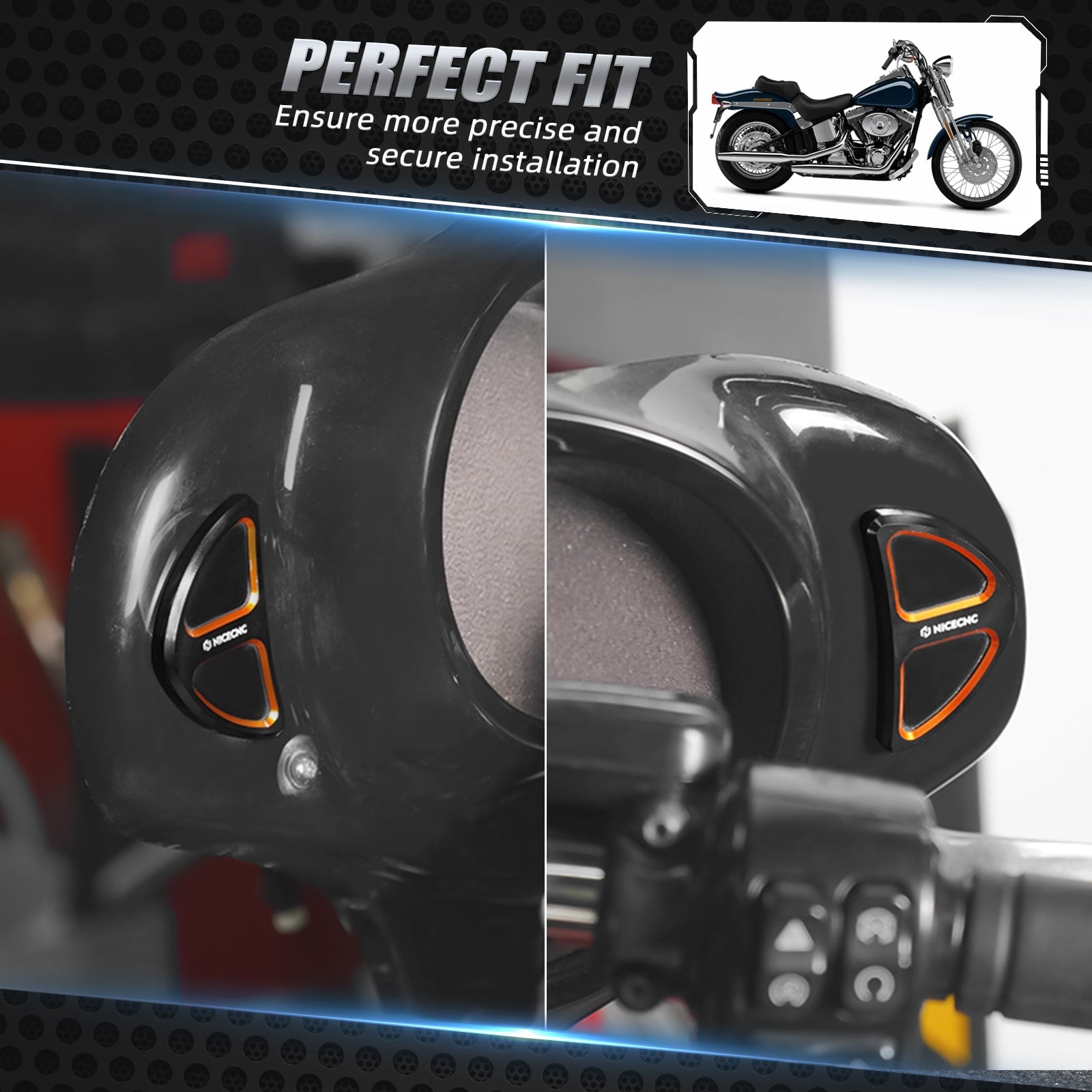 Batwing Fairing Rearview Mirror Hole Inserts Plugs Covers For Harley Street Glide FLHX FLHXS