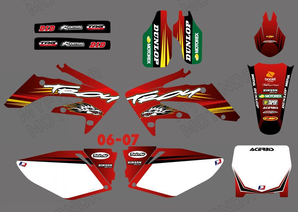 Motorcycle Team Graphics Backgrounds Decals Stickers For HONDA CRF250 2006-2007