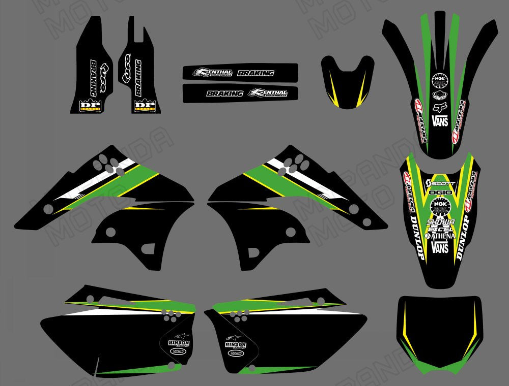 Motorcycle Graphic Decals Stickers Kit For Kawasaki KXF250	2006-2008