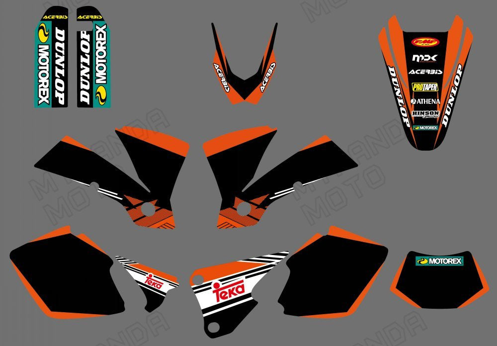 Motocross Team Full Graphic Decals Stickers Kit For KTM EXC 2003