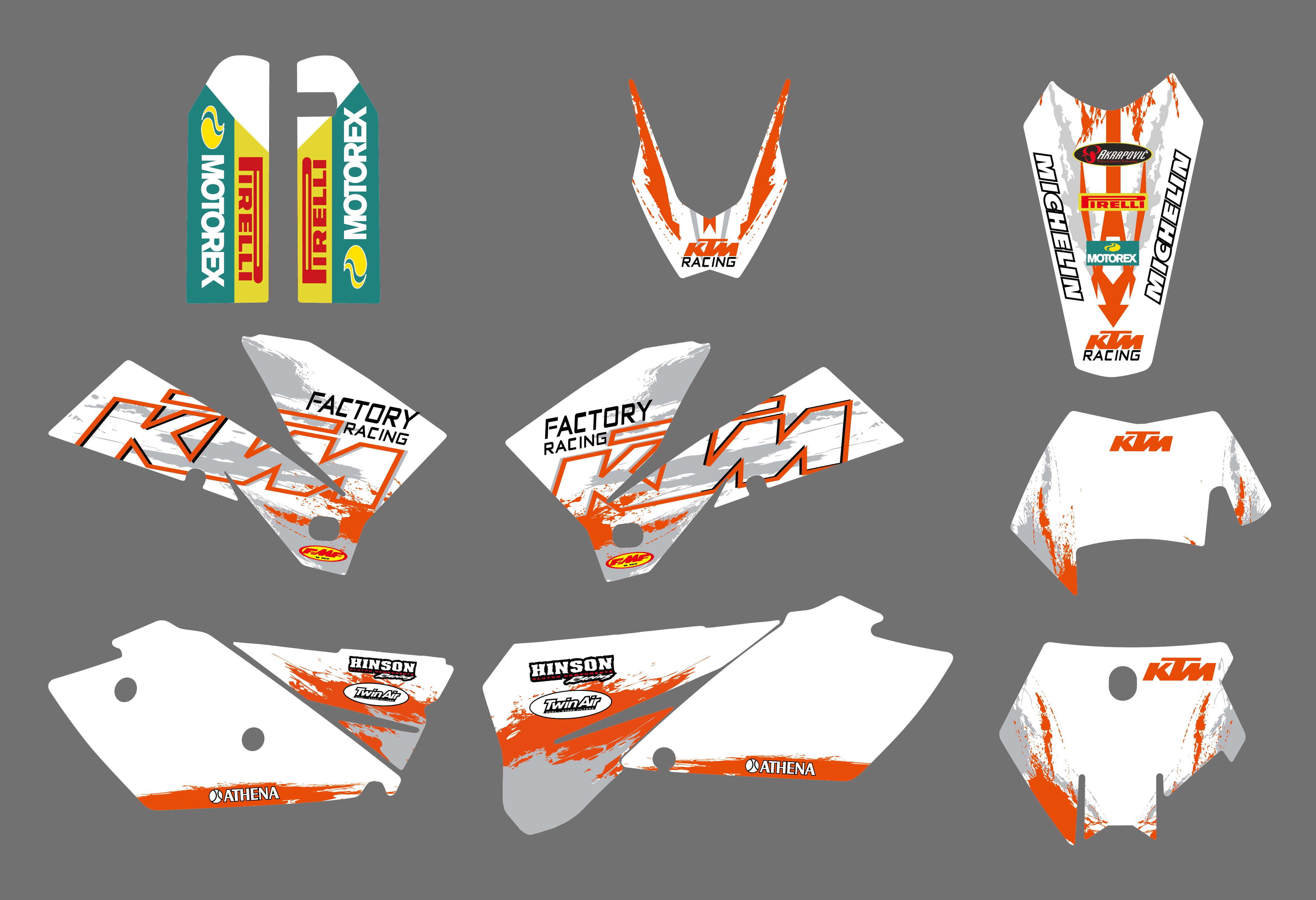 Motorcycle Full Decals Graphic Stickers Set For KTM EXC 2005-2007