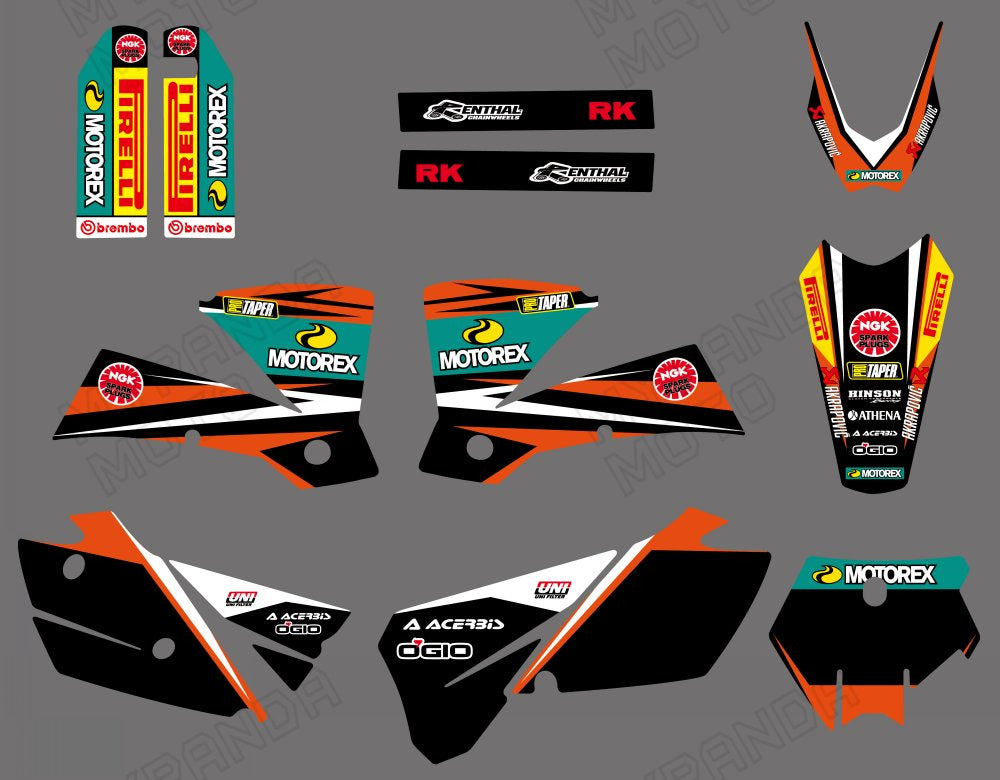 Motorcycle Team Graphics Backgrounds Decals Stickers For KTM SX 2003-2004