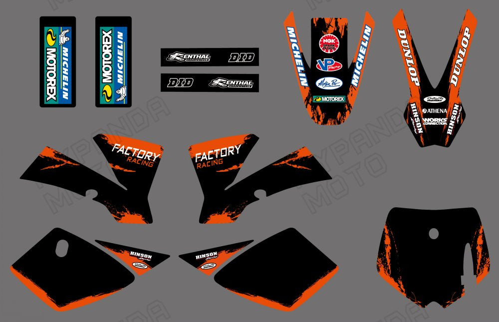 Motorcycle Graphic Full Decals Stickers Kit For KTM SX50 2002-2008