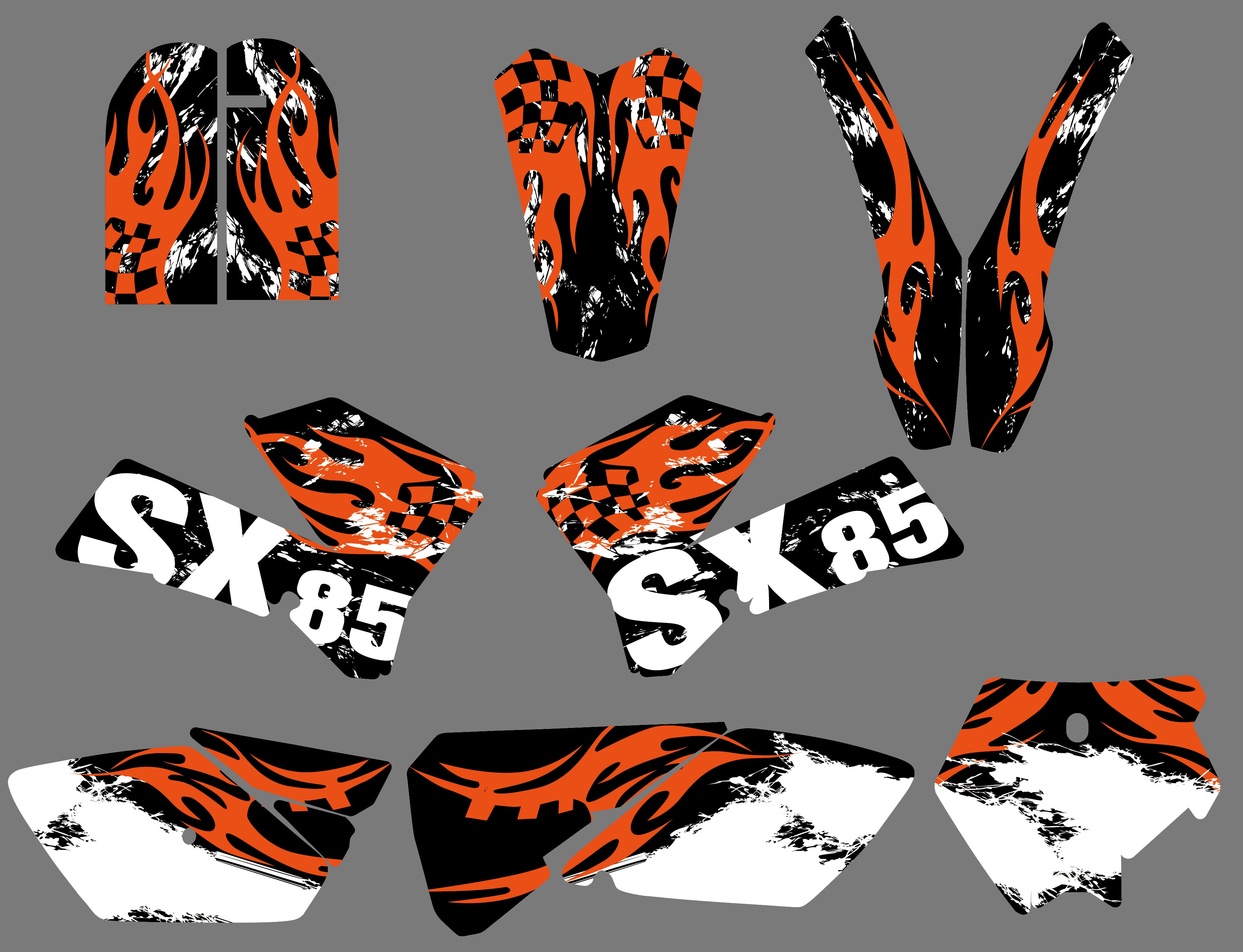 Motorcycle Full Fairing Graphics Background Sticker Decal Kits for KTM SX85 2006-2012