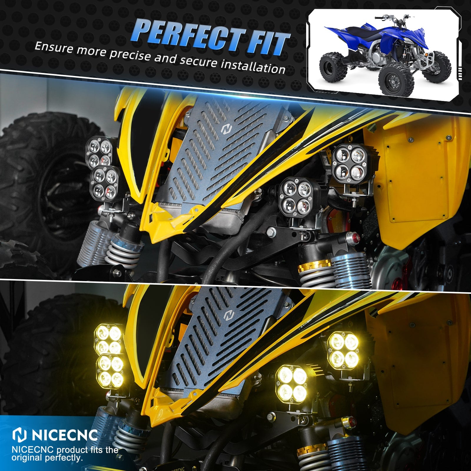 LED ATV Front Work Lights For Yamaha Raptor 700 2013-2023
