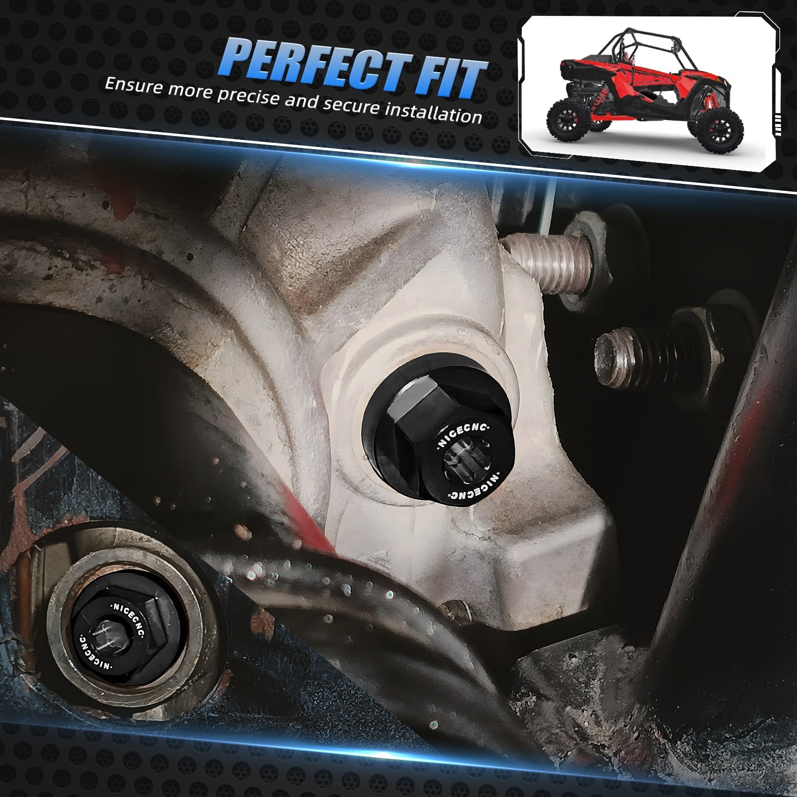 Magnetic Front Gearcase Differential Fill & Drain Plug Kit For Polaris RZR XP General 1000