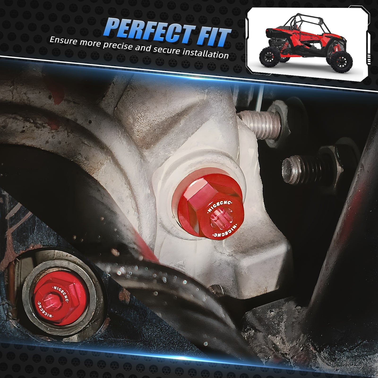 Magnetic Front Gearcase Differential Fill & Drain Plug Kit For Polaris RZR XP General 1000