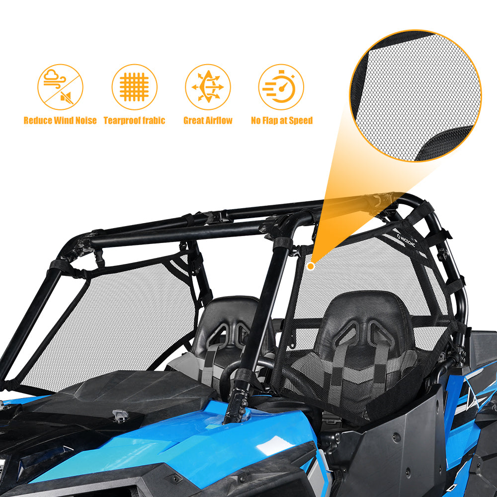 Left + Right UTV Side Window Net Shield Kit Roll Cage Mesh For Polaris RZR XP 1000 Turbo 2015-2023