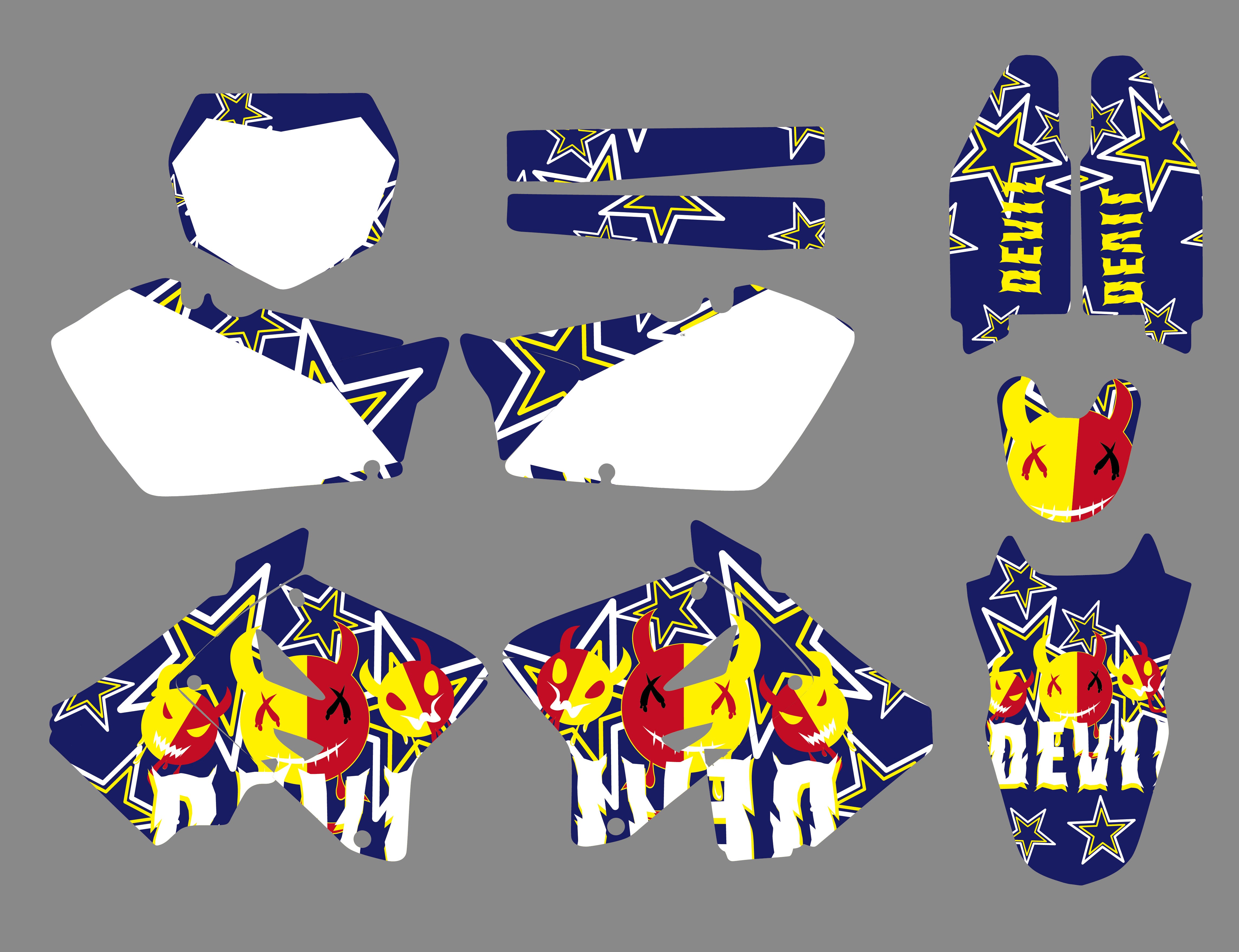 Motorcycle Full Graphic Decals Stickers Set For Suzuki RM125/RM250 2001-2012