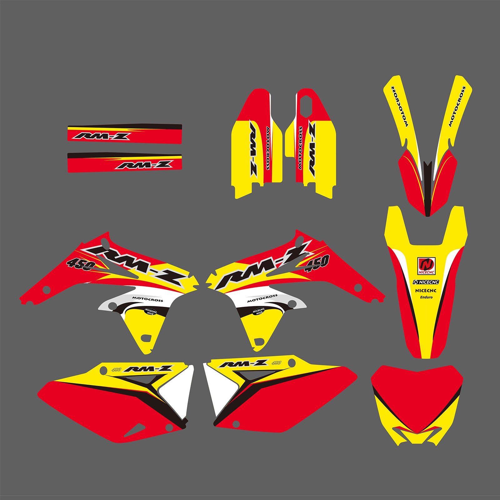 Motorcycle Full Graphics Decals Stickers Kit For Suzuki RMZ450 2008-2017