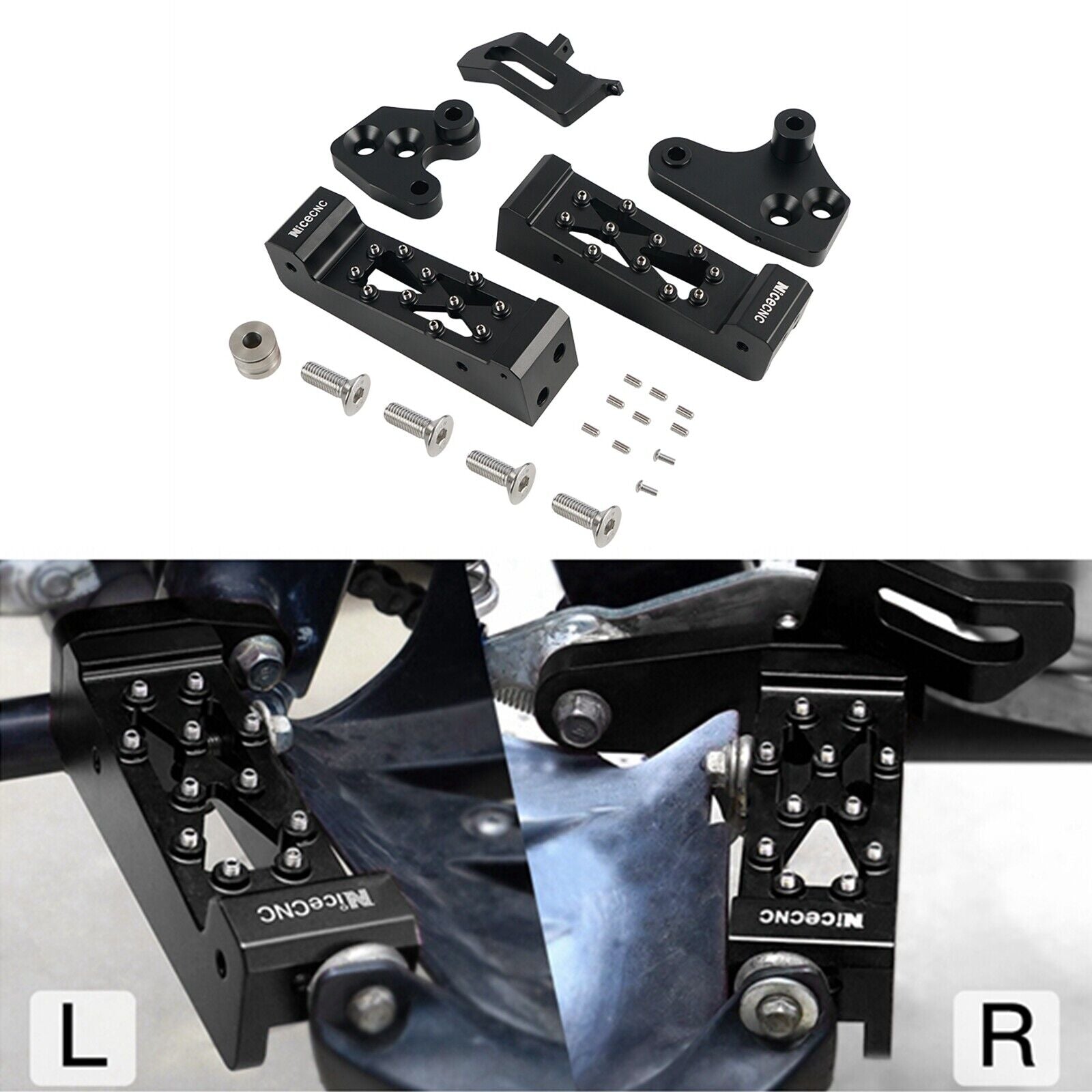 ATV Footrest Foot Pegs Pedals Assembly Kit For Yamaha Raptor 700 2013-2023