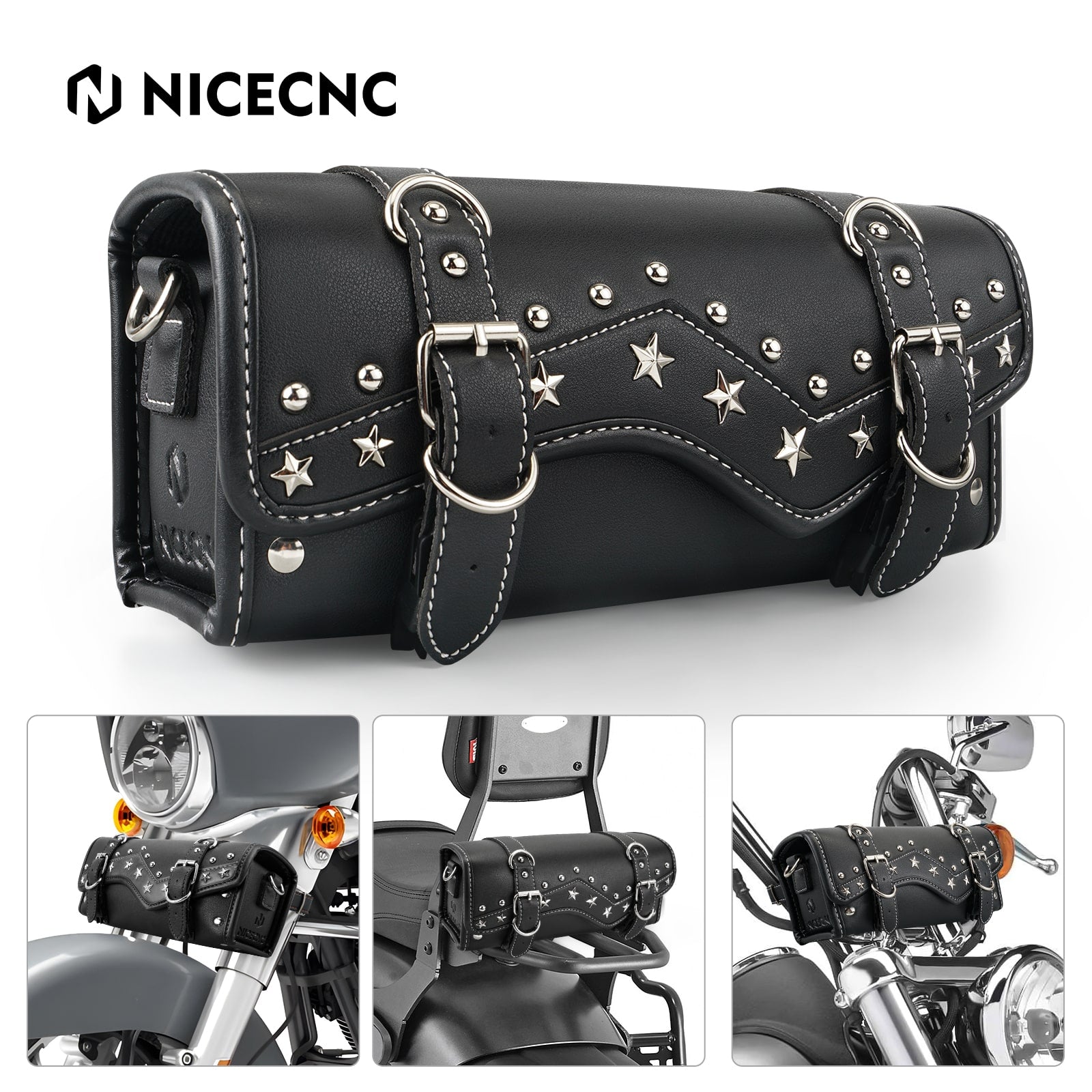 Leather motorcycle cheap handlebar bag