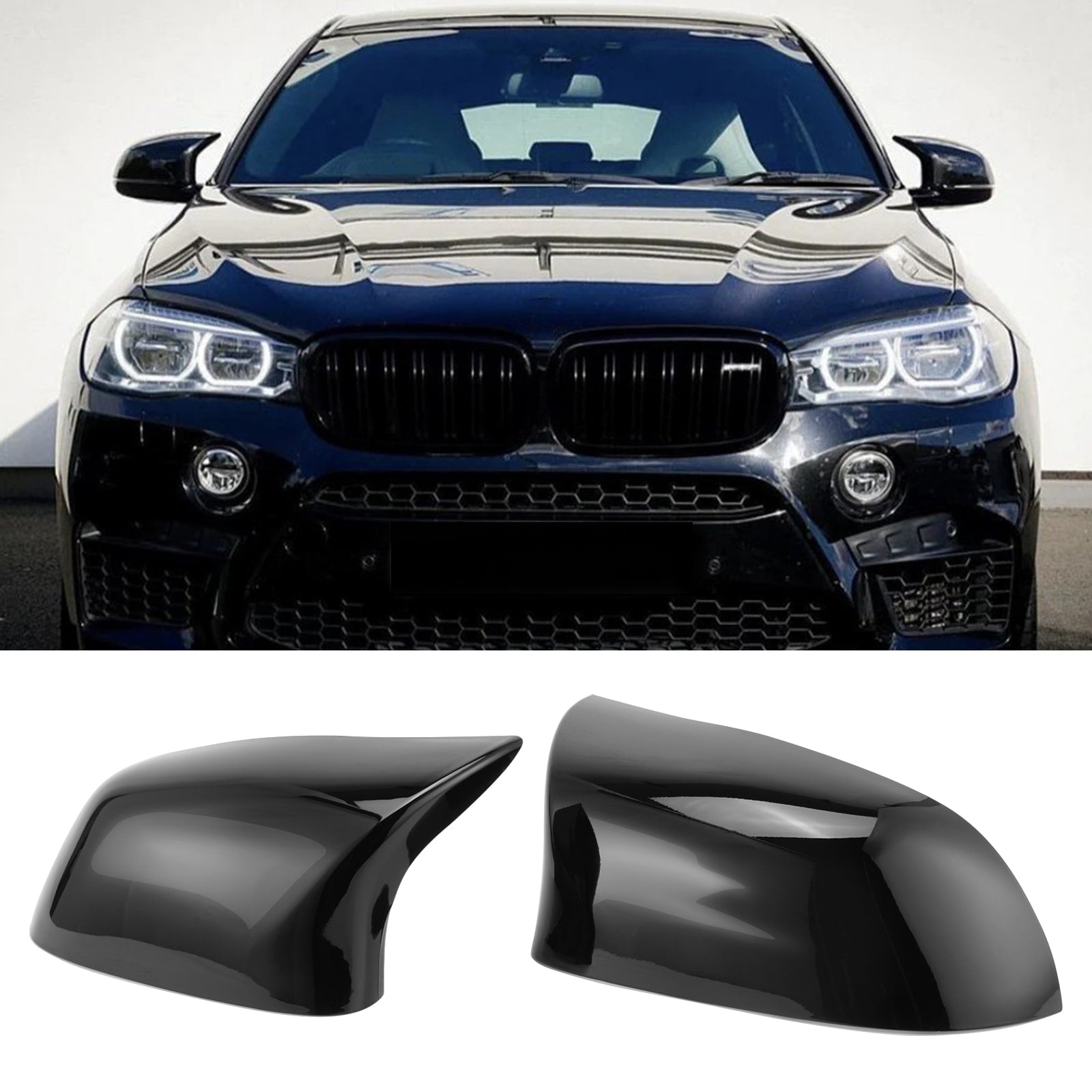 For BMW F15 X5 F25 X3 F16 X6 F26 X4 M-Style Gloss Black Replacement Mirror  Covers 14-18