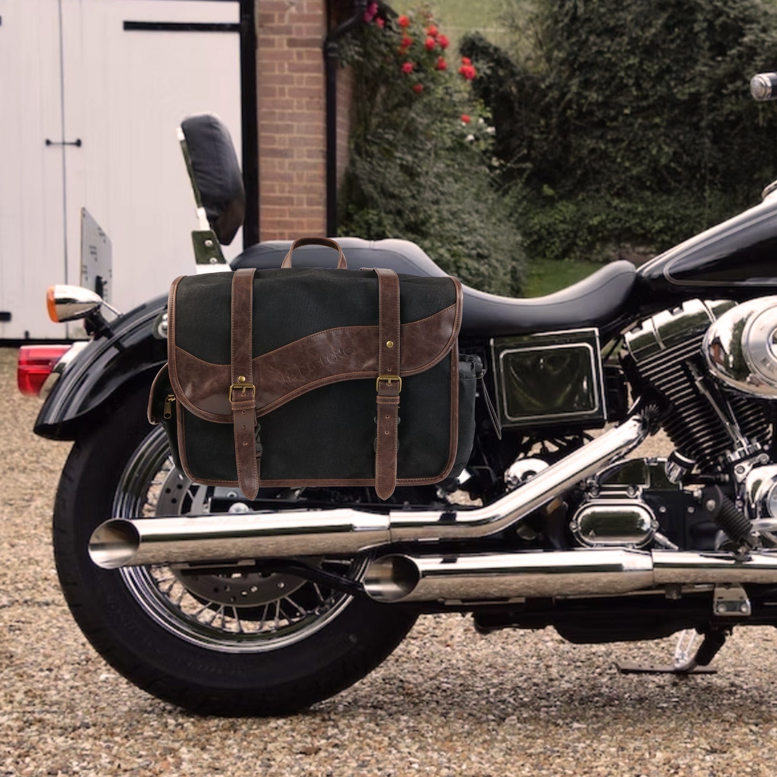 Waxed Canvas Motorcycle Saddle bags Panniers Side Bags